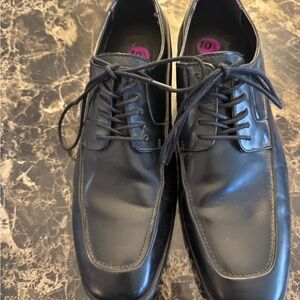 Calvin Klein Men's Black Leather Oxford Square Toe Lace Up Dress Shoes Size 10.5
